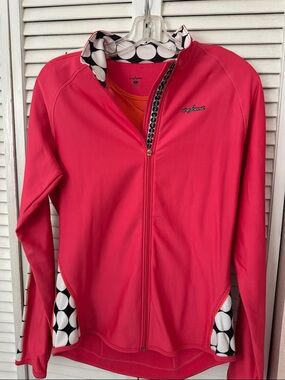 SheBeest Hot Pink Full-Zip Cycling Jacket with Polka Dot Trim